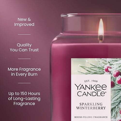 Yankee Candle Sparkling Winterberry, Holiday Scented Candle, 22oz Large Jar with up to 150 Hour Burn Time, Giftable, Holidays thumbnail 3