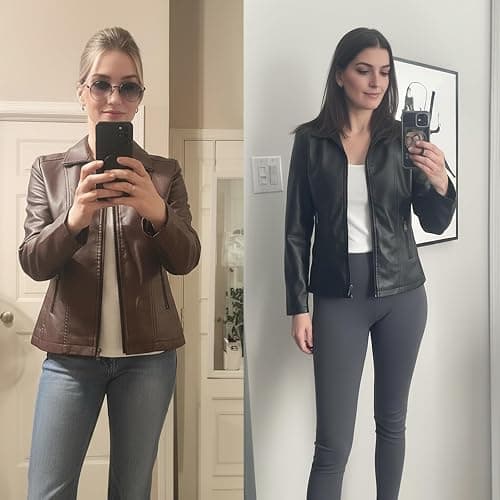 CHIGUO Faux Leather Jacket for Women Motorcycle Fashion Zip Up Coat Trendy Going Out Jackets thumbnail 3