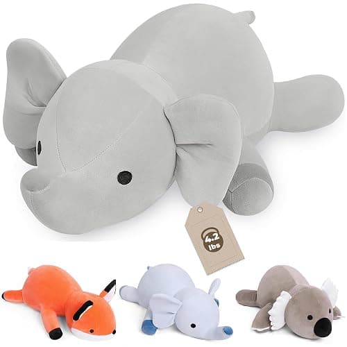 OurHonor 4.2lbs 24in Elephant Weighted Stuffed Animals, Weighted Plush, Gifts for Kids, Adults, Girls and Boys(Grey) - Image 1