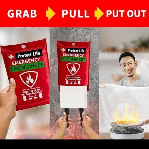 Protect Life Saving Emergency Fire Blankets 1 Pack - 40"x40", Fiberglass Fire Blanket for Home & Kitchen - Fire Suppression or Retardant Tarp - Fire Safety Kit for Car or Camping thumbnail 5