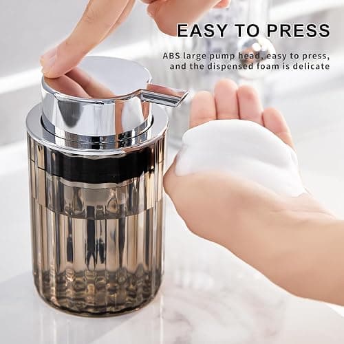 Ssiixx Foaming Hand Soap Dispenser, Bathroom & Kitchen Refillable Plastic Liquid Hand Soap Dispenser for Essential Oil,Shampoo,Dish Soap (Gray) - Gray thumbnail 4