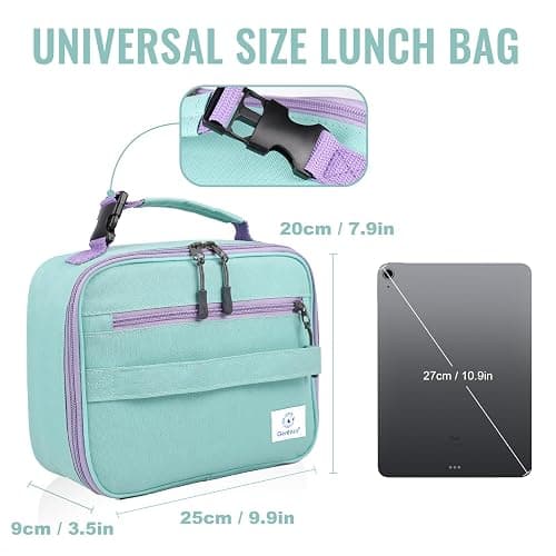 Genteen Lunch Box Kids,Insulated Lunch Bag Kids Boys Girls,Soft Bag Mini Cooler Back to School Thermal Meal Tote Kit Lunch Box for School,Work,Outdoor (Light Green) thumbnail 2