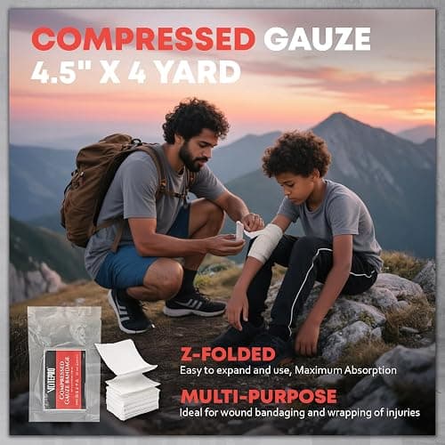 Advanced Trauma First Aid Kit - Emergency Camping Gear with Tourniquet Kit, Compression Bandage, 36" Splint | Portable Survival Gear for Outdoor, Home, Camping- Gift for Husband Dad and Wife-Black thumbnail 5