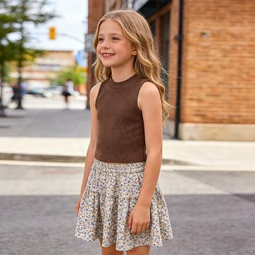 ROMPERINBOX Girls Tank Top 2 Pack Cotton Ribbed Tween Sleeveless Crop Tops for 8-12 Years, Crew Neck Summer Basic Tops thumbnail 4