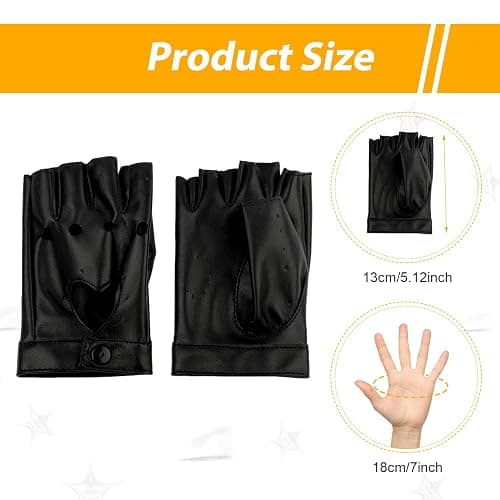 KINBOM Halloween Fingerless Faux Leather Gloves, Breathable Fingerless Gloves Cosplay Woman Accessories Short Leather Gloves for halloween Evening Party Dance (Black) thumbnail 2