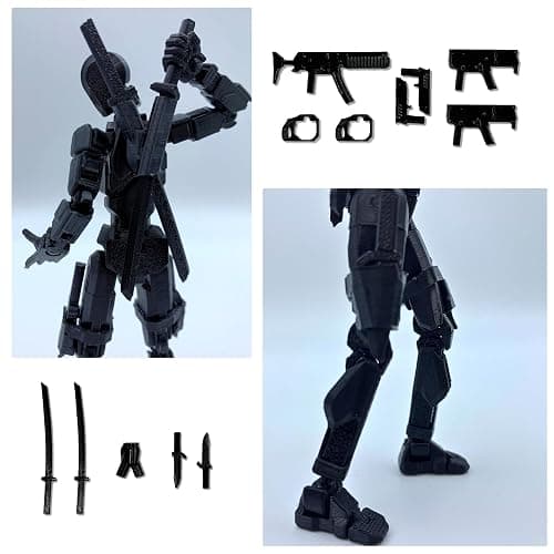 Nemoro Pre-Assembly 3D Printed 5.54'' Stick Robo 13 Action Figure, Multi-Jointed Tian13, Articulated T13 Desktop Decoration,12 in 1 d13 Accessories Best Birthday Festival Gift (Blue red) thumbnail 5