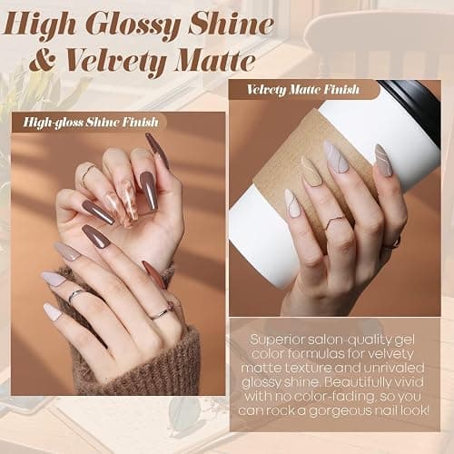 Modelones Gel Nail Polish,12 Colors Fall Winter Gel Polish Popular Neutral Nude Brown Gel Nail Kit Collection for Nail Art Salon Classic Collection Gift for Women thumbnail 4