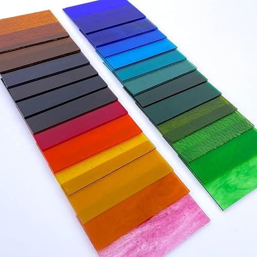 LITMIND 24 Sheets Transparent Cathedral Stained Glass Variety Pack – 4 x 6 Inch Vibrant Rainbow Art Glass for Suncatchers, Mosaics & DIY Crafts thumbnail 3