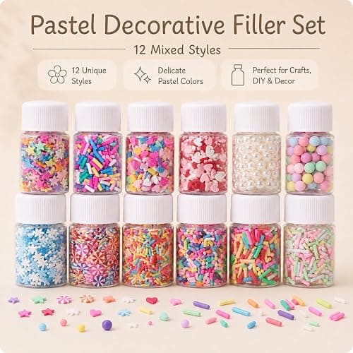 Fake Sprinkles for Crafts, 12 jar 180g Polymer Clay Slices Nail Charms - A | Non-edible faux candy mix-ins for resin crafts, slime add-in, nail art, shaker cards, phone cases, scrapbooks, DIY decor thumbnail 7