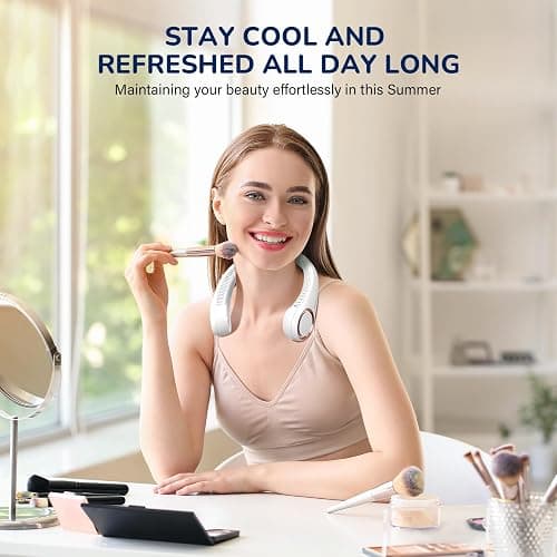 Portable Neck Fan Rechargeable, Personal Neck Cooling Fan, Hands Free Bladeless Fan, Ultra Quiet, 3 Speeds Adjustable Strong Wind, 4000 mAh Battery Operated, Gifts for Men Women Mom Dad, Small thumbnail 4