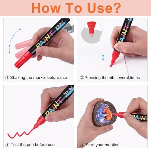 IVSUN Paint Pens Paint Markers, 20 Colors Oil-Based Waterproof Marker Pen Set, Never Fade Quick Dry and Permanent, Works on Rocks Painting, Wood, Fabric, Plastic, Canvas, Glass, Mugs thumbnail 8