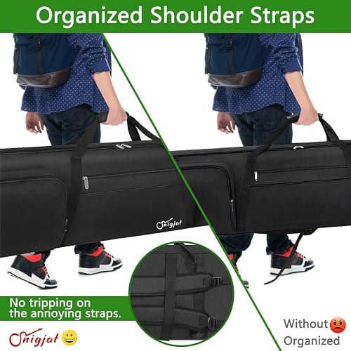 SNIGJAT 88 Key Keyboard Case Soft (Size: 53.5"x13.8"x6.8"), Padded Piano Case with Handle and Adjustable Shoulder Straps, Keyboard Gig Bag with 3 Pockets for Music Stand, Sustain Pedals, All Black thumbnail 6