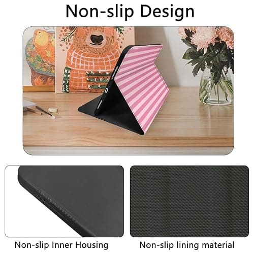 TopPerfekt Case for iPad 11th (A16) 11-inch 2025 / 10th Generation 10.9-inch 2022, Striped Cute Girly Collegiate Style Case with Pencil Holder for Kids, Boys, Girls, Anti-Slip, Anti-Shock - Pink thumbnail 6