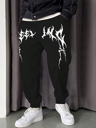 ZAFUL Cuffed Sweatpants for Men Casual Graphic Drawstring Printed Sweat Pants Stretch Loose Joggers thumbnail 6