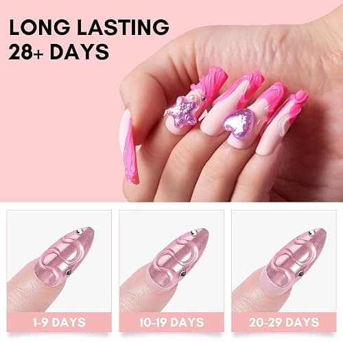 Makartt Rhinestone Glue for Nails with 3D Gel Nail Art Kit DIY Home Use | UV/LED Cured, 15ml Drawing Gel, Molding Gel, 30ML Gem Glue for Nail Charm, Embossed Designs, Rub Chrome Powder thumbnail 6