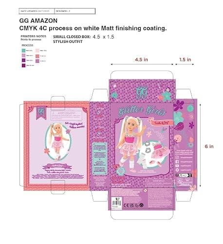 Glitter Girls – 14-Inch Doll Clothes – Twirls of Joy Ballerina Outfit Hearts & Stars – Ballet Dress, Hair Elastics, Shoes – 3+ Years thumbnail 2