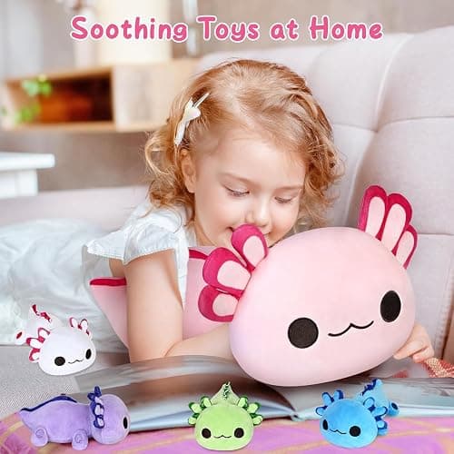 KMUYSL Axolotl Plush Toys for Ages 0 1 2 3 4 5 6 7 8+ Year Old Boys Girls- Axolotl Mommy Stuffed Animal with 4 Baby Axolotls in Her Tummy, Christmas Birthday Gifts for Baby, Toddler, Kids thumbnail 2