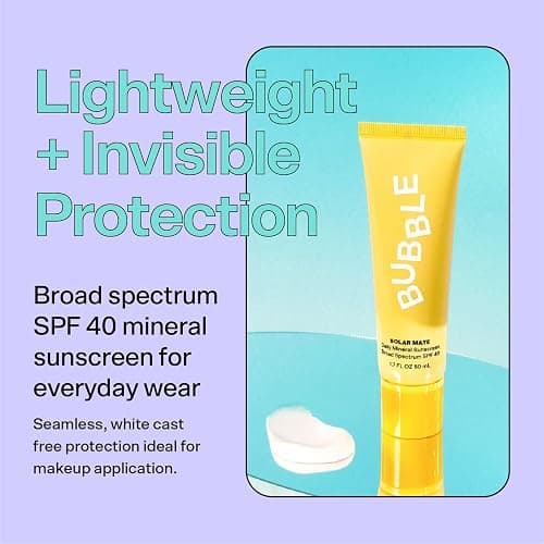 Bubble Skincare Solar Mate Mineral Face Sunscreen Broad Spectrum SPF 40 - Zinc Oxide Sunscreen with Blue Light Protection & Ginseng Extract - Sheer, Lightweight Coverage With No White Cast (50ml) thumbnail 3