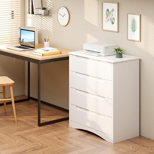 Bealife Dresser for Bedroom, 4 Drawer Dressers Chest of Drawers with Anti-Tripping Device, White Dresser for Closet with Embedded Handles, Closet Chests Organizer for Hallway, Living Room (White) thumbnail 4
