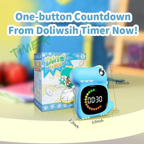 Visual Timer for Kids Light Blue Dinasuor Kids Timer Visual Led Rechargeable Toddler Timer Visual Countdown for Classroom Home Studing Playing thumbnail 2
