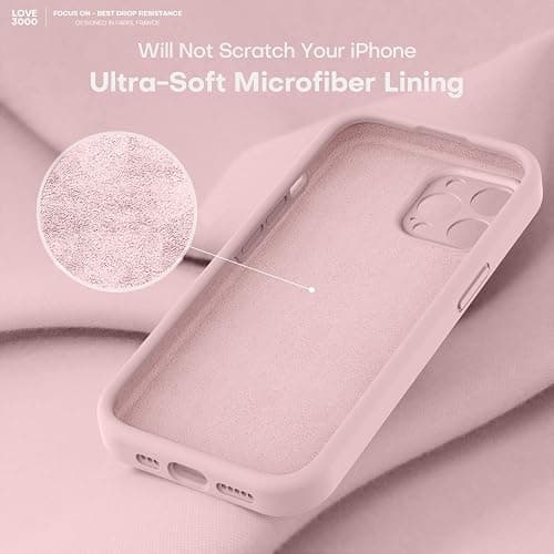 LOVE 3000 Designed for iPhone 14 Pro Case, Premium Silicone with [Soft Anti-Scratch Microfiber Lining] Shockproof Protective Phone Case for Men Women Girls 6.1", Chalk Pink thumbnail 5