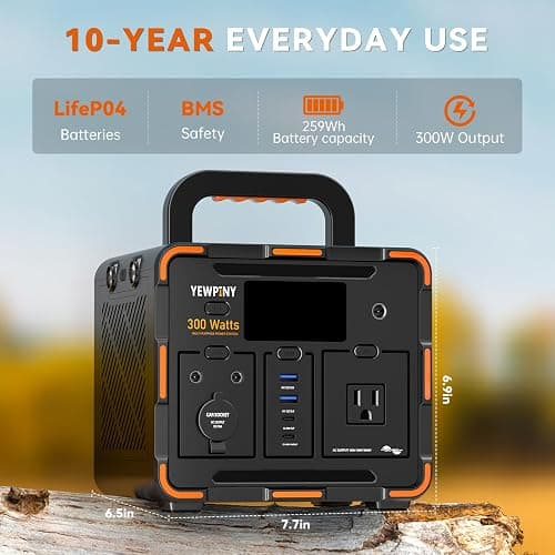 300W Portable Power Station, Solar Generator 259Wh, 70,000mAh LiFePO4 Battery with 65W USB-C PD&Pure Sine Wave AC, Solar Charging for Camping,Home Backup,Emergency Power(SOS Light & LCD Display) thumbnail 4