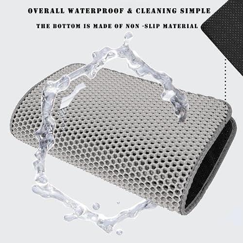 HCY&WLD Cat Litter Mat, 45x26/35x24/30x22/24x18 Inch Double Layer Cat Litter Box Mat, EVA Non-Slip, Waterproof Urine Proof Cat Litter Catcher Mat, Easy Clean Scatter Control (30x22 Inch, Khaki) thumbnail 6