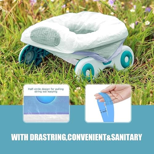 VISATOR Portable Travel Potty Chair Liners Bags Universal with Drawstring, 90 PCS (18 * 20INCH) (White) thumbnail 5
