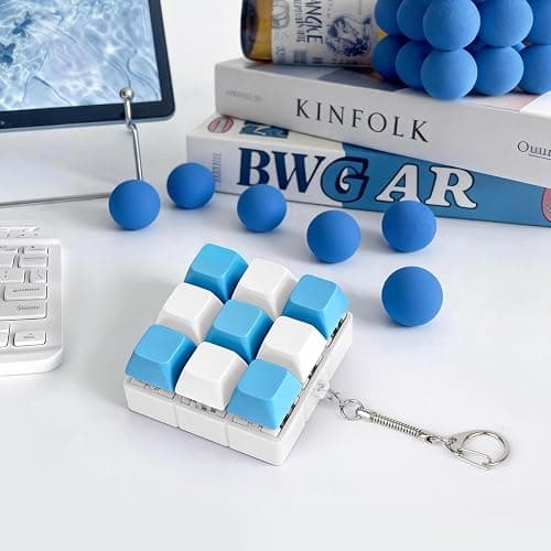 Axlksia Keyboard Fidget Toy, Fidget Clicker Keyboard Fidget Keychain, Button Fidget Gifts for Adults to Relieve Stress and Pass Time (9-in-1 C) thumbnail 2