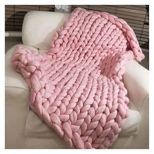 GAOSHI Luxuriöse Grobstrickdecke Mit Plüsch-Strickstoff, Handgefertigter Weicher Und Warmer Dekorativer Überwurf for Wohnzimmer, Schlafzimmer Und Heimdekoration (Color : Pink, Size : 180x200cm) thumbnail 8