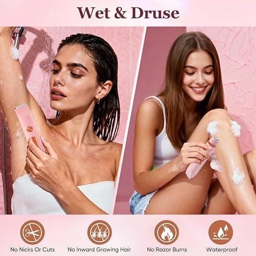 2 in 1 Women Electric Shaver Dual Head Bikini Trimmer for Women IPX7 Waterproof Wet & Dry Use Body Hair Trimmer and Facial Hair Remover for Bikini Underarm Leg Arm Body Face thumbnail 4