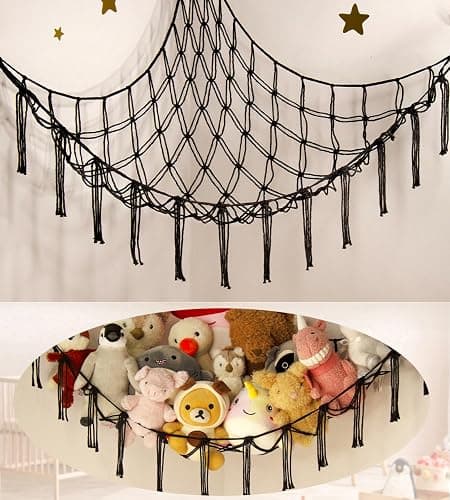 mirolam Stuffed Animals Storage Hammock Net Corner - Large Cool Y2K Adult Toy Hammock Hanging Organizers Storage - Boys Room Decor - Funny Stuff Goth Decorations - Image 1