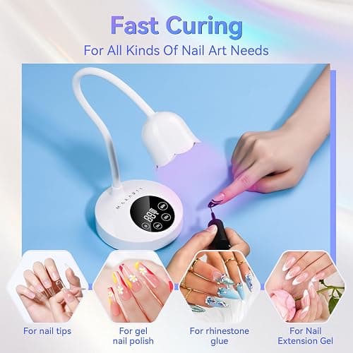 Makartt Mini UV Light for Gel Nails Polish Luminoza 30W Rechargeable LED Nail Dryer Lamp with 4 Timers & Auto Sensor, Fast Curing Goosenecks Lamp for Home DIY Manicure, Black & White thumbnail 5