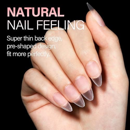 AILLSA Medium Almond Nail Tips 450PCS Full Cover Clear Acrylic Nail Tips Double-Sided Matte No Need Base Coat Press on Fake Nails Tips for Extension False Nails DIY Salon 15 Sizes thumbnail 5
