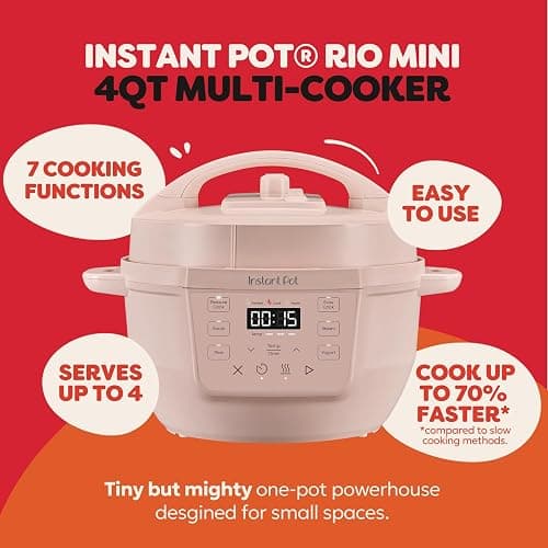 Instant Pot 4QT RIO Mini 7-in-1 Multi-Cooker, Pressure Cooker, Slow cook, Sauté, Steam, Rice Maker, Yogurt, & Warmer, Rosewater, 4 Quarts thumbnail 2