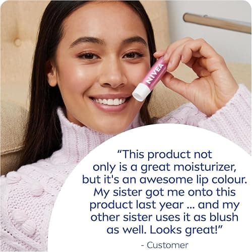 NIVEA Pearly Shine Lip Balm | Pearly Pink Shimmer Tinted Lip Care, 24H Hydration | 2x4.8g Tubes thumbnail 6