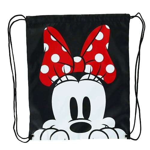 Disney Minnie Mouse Face Drawstring Tote Backpack, Black, One Size - Image 1