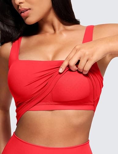 CRZ YOGA Butterluxe Square Neck Crop Tank Tops for Women - Workout Longline Sports Bras Padded Yoga Camisole thumbnail 3