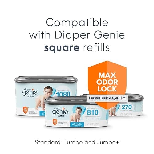 Diaper Genie Classic Diaper Pail Gift Set | Push-N-Lock Odor Control | Includes Starter Refill and Jumbo+ Refill | Holds up to 1,245 Newborn Diapers | Baby Registry Must-Have thumbnail 5