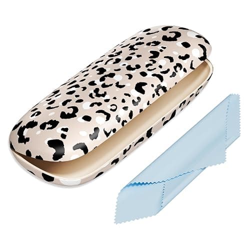 NPOOYI Eyeglasses Case, Hard Shell Protective Case for Glasses, Unisex for Women Men - Leopard - Image 1