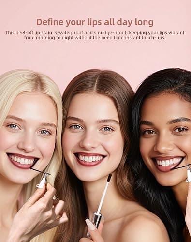 KIMUSE Lip Stain, Long Lasting Lip Stain Peel Off, Waterproof Peel Off Lip Liner Stain, Transfer-Proof Lip Tint Stain with Tweezer, Highly Pigmented Color, Matte Finish thumbnail 6