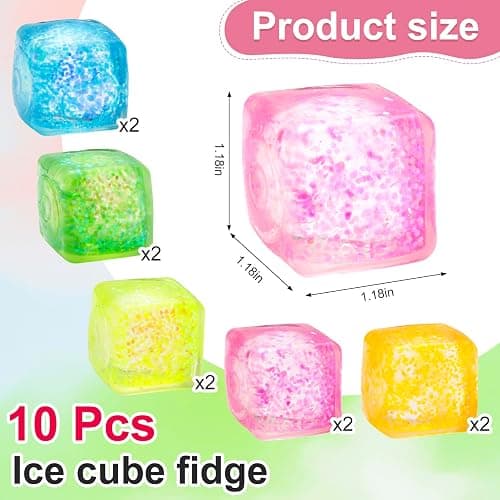 10 Pack Stress Cube Squishy Stress Balls for Adults Kids, Sensory Fidget Toys for Anxiety Stress Relief, Stretchy and Slow Rising Sparkling Malt Sugar Squeeze Toy for Boys Girls Party Favors thumbnail 2