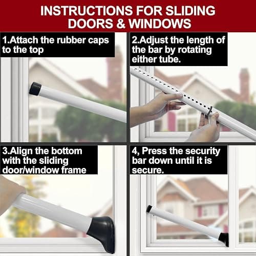 AceMining Upgraded Door Security Bar & Sliding Patio Bar, Heavy Duty Stoppers Adjustable Jammer for Home, Apartment, Travel (1 Pack,White) - 1 Pack - White thumbnail 9