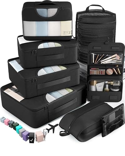 Veken 10 Set/8 Set Packing Cubes for Travel Essentials, Suitcase Organizer Bags in 4 Sizes, Carry-On Luggage Accessories with Large Laundry & Toiletry Bag, Must-Have for Airplane, Road Trip & Camping - Image 1