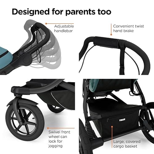 Thule Urban Glide 3 Single Child All-Terrain Stroller, Full-Suspension System, Air-Filled Tires, Upright seat with Adjustable Recline and Built-in legrest thumbnail 8
