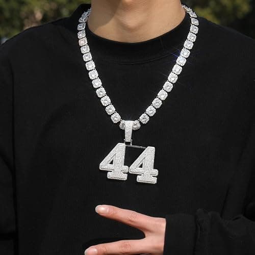 3UMeter Diamond Chain Iced Out Letter Necklace Custom Name Chain Name Plate Necklaces with Rope Chain Custom Name Necklace Hip Hop Pendant for Men Women thumbnail 4
