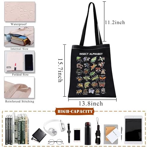 BDPWSS Insect Alphabet Tote Bag - Bug & Beetle Lover Gift - Entomology & Nature Lover thumbnail 2