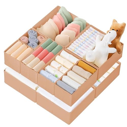 Criusia Drawer Organizer Clothes, 10 Pack Dresser Organizer for Baby Clothes, Underwear, Sock- Foldable Closet Organization and Storage Dividers Bins for Nursery, Bedroom (Brown) - Image 1
