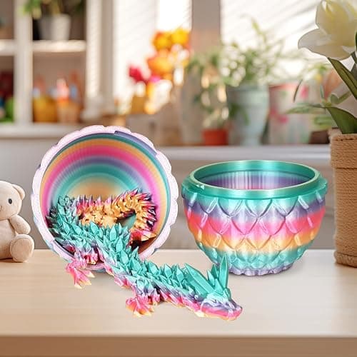 Small Dragon Eggs with Dragon Inside, 3D Printed Surprise Funny Gifts for Kids, Articulated Dragon Fidget Toys for Adults, Executive Desk Toys Office Room Décor (Pastel Rainbow) thumbnail 8
