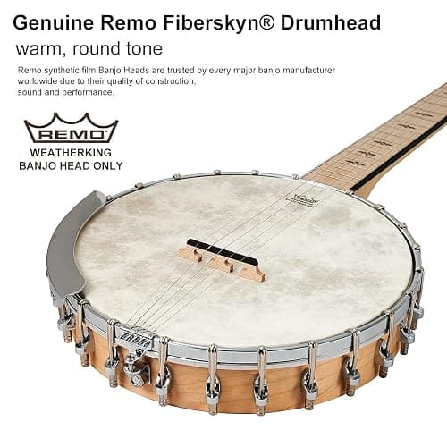 5 String Banjo, Mulucky Full Size with 24 Brackets Banjo, Open Back, Maple Banjos with Remo Head, Geared 5th Tuner, Gift Package with Beginner Kit - MB1101 thumbnail 2
